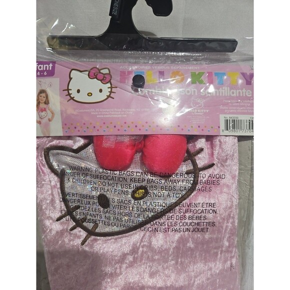 Sanrio Hello Kitty Pink Velour Bodysuit, Girl's Size Small (4-6) Puffy 3-D Bow - Picture 4 of 4